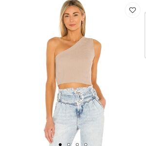 Camila Coelho One-Shoulder Beige Tank Top